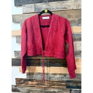 Love and Confuse linen top cardigan blouse front tie size XS